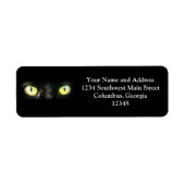 Zwarte kat, gele groene ogen, stijlvol en vlezig etiket (Voorkant)