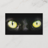 Zwarte kat, gele groene ogen, stijlvol en vlezig visitekaartje (Achterkant)