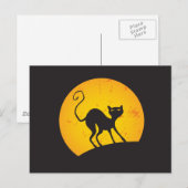 Zwarte Kat - Gele Maan Briefkaart (Voorkant / Achterkant)
