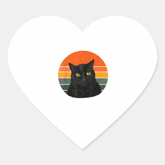zwarte kat gele ogen hart sticker (Voorkant)