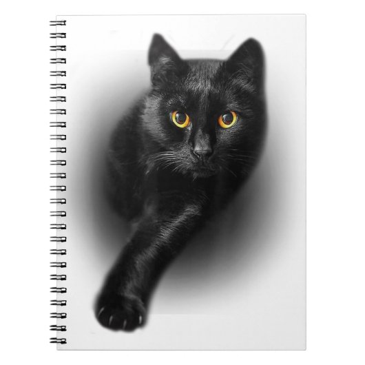 Zwarte Kat Gele Ogen Katten Notitieboek (Voorkant)