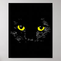 Zwarte Kat Gele Ogen Kitten Gezicht Halloween