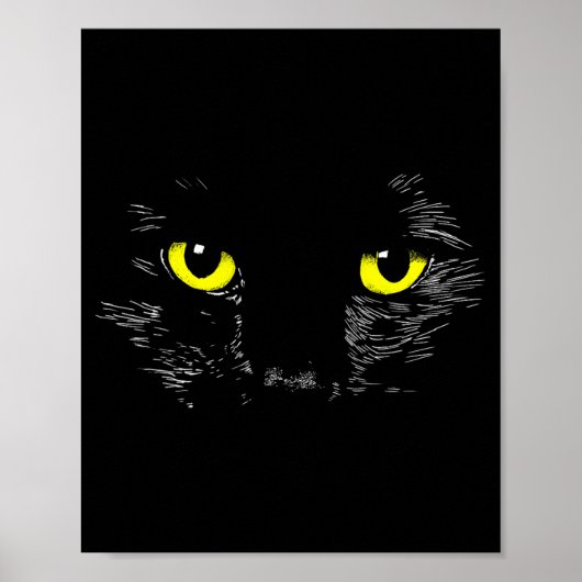 Zwarte Kat Gele Ogen Kitten Gezicht Halloween Poster (Voorkant)