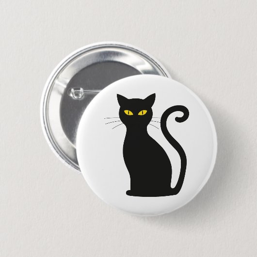 zwarte kat gele ogen ronde button 5,7 cm (Voorkant /achterkant)