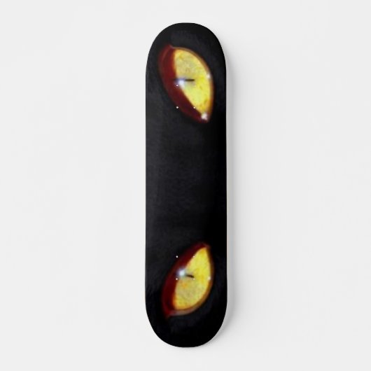 Zwarte kat Gele Oyes Skateboard (Voorkant)