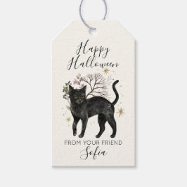 Zwarte Kat Gelukkig Halloween Cadeautags Cadeaulabel