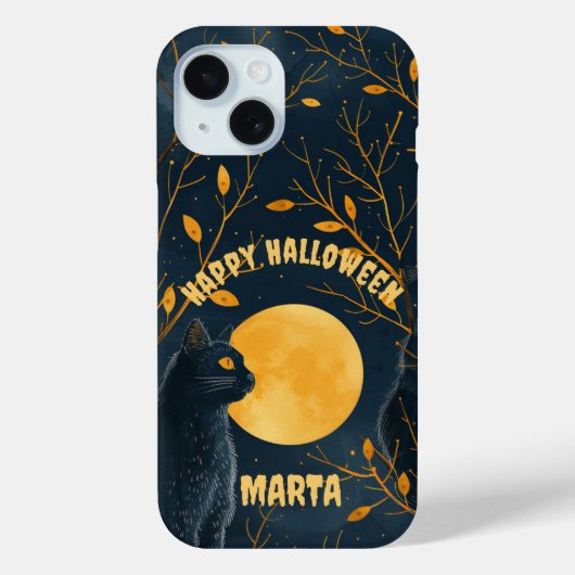 Zwarte Kat Gelukkig Halloween Case-Mate iPhone Case (Achterkant)