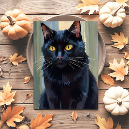 Zwarte Kat | Gelukkig Halloween Griezelig  Feestdagenkaart