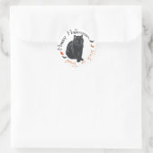Zwarte Kat Gelukkig Halloween Ronde Sticker (Tas)