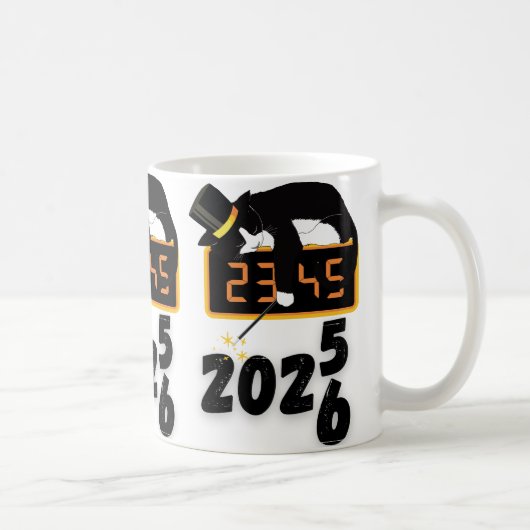Zwarte Kat gelukkig nieuwjaar Koffiemok (Rechts)