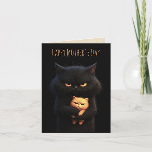 Zwarte Kat Gelukkige Moederdag Kaart (Voorkant)