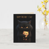 Zwarte Kat Gelukkige Moederdag Kaart (Gele Bloem)