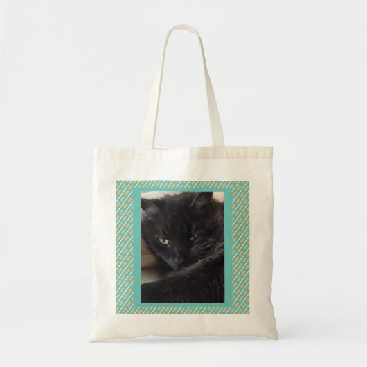 Zwarte kat Geometrische ontwerpversie Canvas tas (Voorkant)