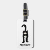  zwarte kat gepersonaliseerd bagagelabel (Voorkant verticaal)