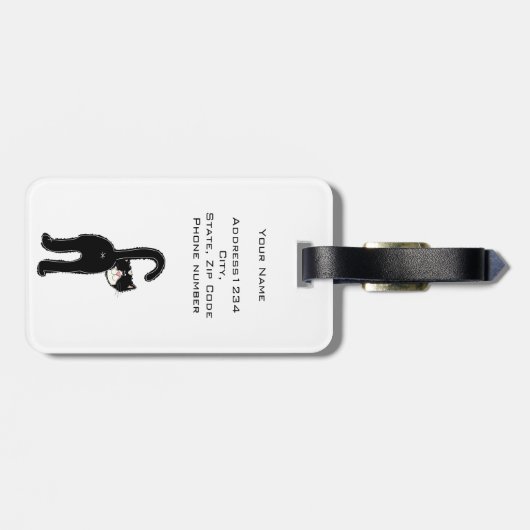  zwarte kat gepersonaliseerd bagagelabel (Achterkant horizontaal)