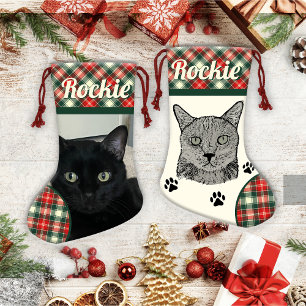 Zwarte kat gepersonaliseerde kerst kous kleine kerstsok