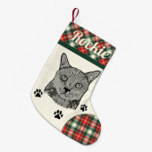 Zwarte kat gepersonaliseerde kerst kous kleine kerstsok (Voorkant (Hangend))