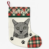 Zwarte kat gepersonaliseerde kerst kous kleine kerstsok (Voorkant)