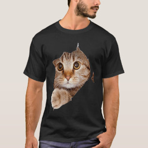 Zwarte Kat Gescheurde Stof Kat Kattenmoeder Kitte T-shirt