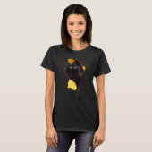 Zwarte Kat Gescheurde Stof   Zwarte Kat Gele Ogen  T-shirt (Voorkant volledig)