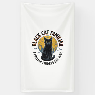 Zwarte Kat Gezel Vintage Halloween Reddingsontwerp Spandoek