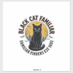 Zwarte Kat Gezel Vintage Halloween Reddingsontwerp Sticker