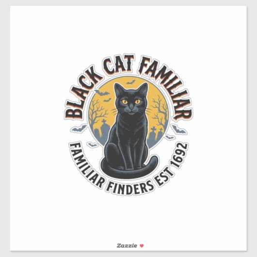 Zwarte Kat Gezel Vintage Halloween Reddingsontwerp Sticker (Vel)