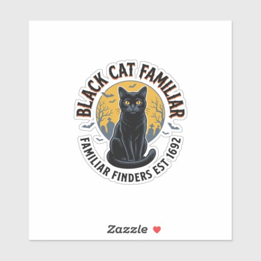 Zwarte Kat Gezel Vintage Halloween Reddingsontwerp Sticker (Vel)