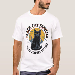 Zwarte Kat Gezel Vintage Halloween Reddingsontwerp T-shirt