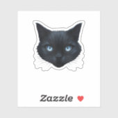 Zwarte Kat Gezicht Blauwe Ogen Graphic T-shirt Kat Sticker (Vel)