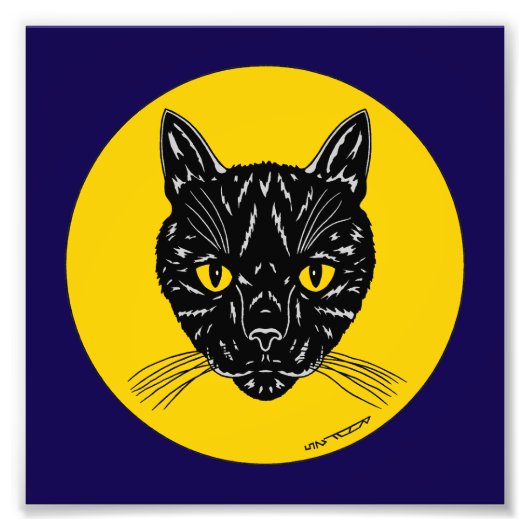 Zwarte Kat Gezicht Foto Print Afdruk (Voorkant)