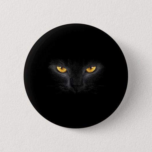 Zwarte Kat Gezicht Gele Ogen Grappige Kat Liefhebb Ronde Button 5,7 Cm (Voorkant)