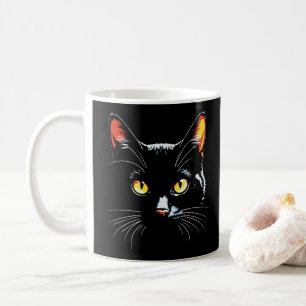 Zwarte kat Gezicht Koffiemok