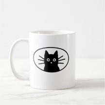 Zwarte Kat Gezicht Schattig Minimalistisch | Kawai