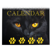 Zwarte kat Gezichtskalender met Notities Kalender (Hoes)