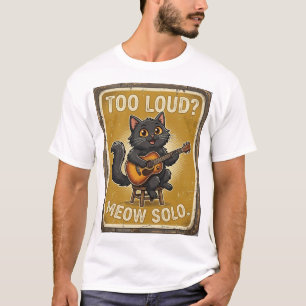 Zwarte Kat Gitaar Miauw Solo T-shirt