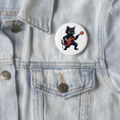 Zwarte Kat Gitarist Ronde Button 5,7 Cm (In situ)