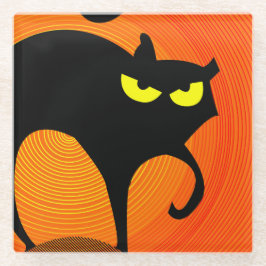 Zwarte kat glazen onderzetter