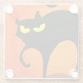 Zwarte kat glazen onderzetter (Achterkant)