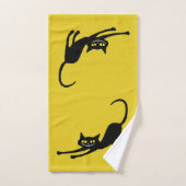Zwarte kat glimlachen bad handdoek (Handdoek)