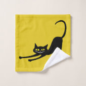 Zwarte kat glimlachen bad handdoek (Wasdoekje)