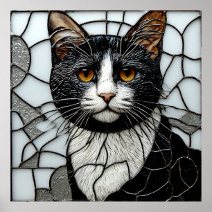 Zwarte Kat Gloei ✨ Mystieke Gotische Muurkunst Poster