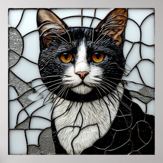 Zwarte Kat Gloei ✨ Mystieke Gotische Muurkunst Poster (Voorkant)