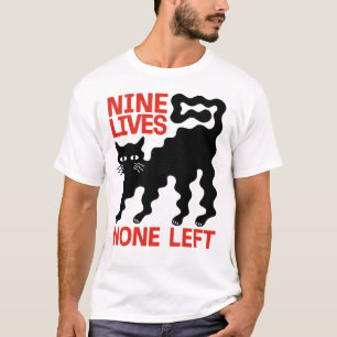 Zwarte Kat Golvend Bang Geen Over Levens Humor T-shirt