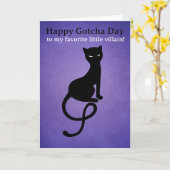 Zwarte Kat Gotcha Day Kaart - Grappige Void Kat (Gele Bloem)