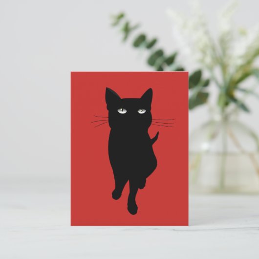 Zwarte kat gothicus briefkaart (Staand voorkant)