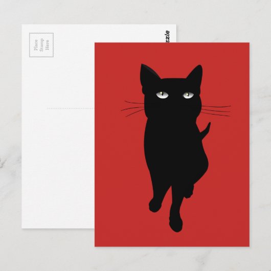 Zwarte kat gothicus briefkaart (Voorkant / Achterkant)