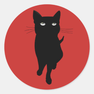 Zwarte kat gothicus ronde sticker