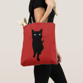 Zwarte kat gothicus tote bag (Dichtbij)