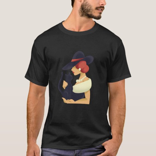 Zwarte kat, gotisch t-shirt (Voorkant)
